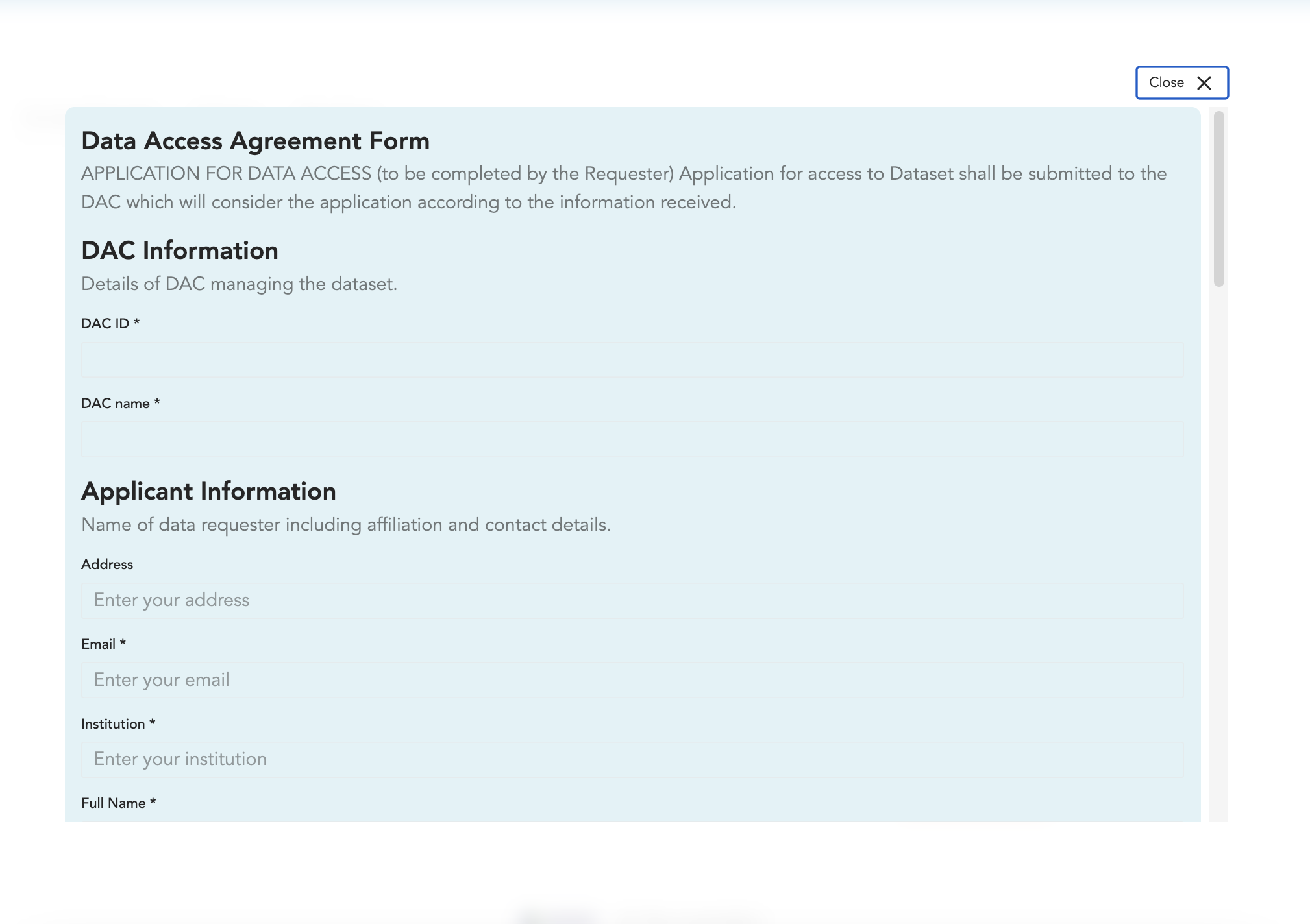Template Data Access Agreement
