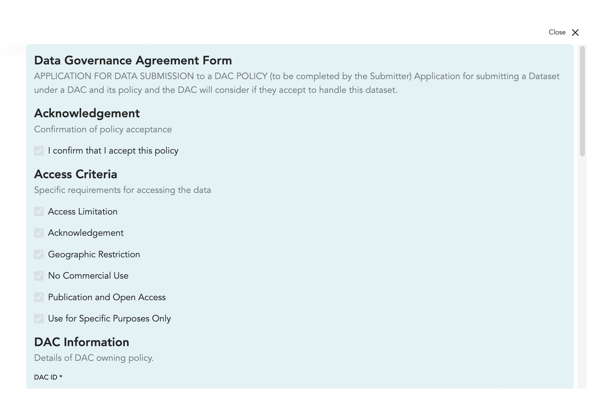 Template Data Governance Agreement